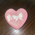 Pink Heart Shaped Trinket Box Iris Flower & Butterfly Design by Robert Nemith 