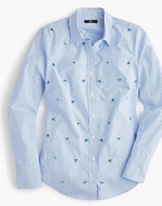 Nuevo con etiquetas J. Camisa perfecta elástica elástica delgada a rayas 6 joyas - Imagen 1 de 1