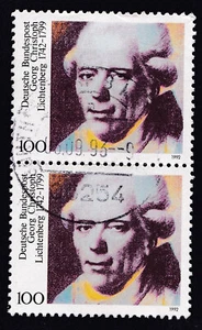GERMANY 1992 Vertical Pair Mi 1616 Georg Christoph Lichtenberg - Picture 1 of 1