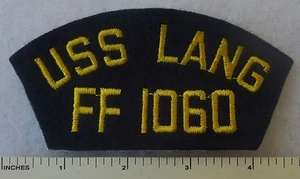 USS LANG FF 1060 - US NAVY FRIGATE SHIP HAT / CAP PATCH 1970-1991 - Picture 1 of 1