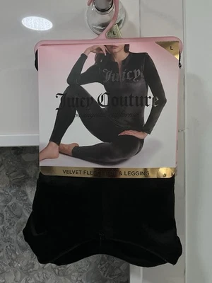 Top y Legging Juicy Couture Negro Cuarto Cremallera Manga Larga Terciopelo Vellón Talla L Foto 1 de 4