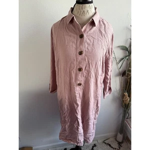 Abito camicia donna grande J. Jill Dusty prugna viscosa misto lino bottoni davanti - Foto 1 di 7