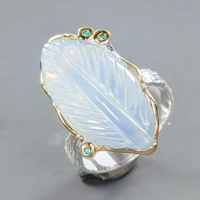 宝石戒指 27 克拉天然海蓝宝石戒指 925 纯银 8 码 /R427940 — 第 1/4 张图片