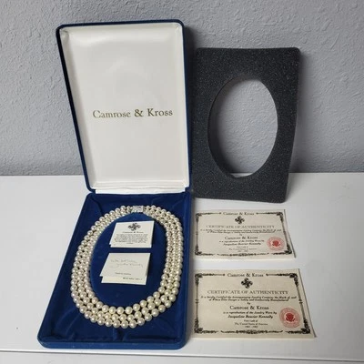 "COLLAR CAMROSE & KROSS JBK JACQUELINE KENNEDY 3 HEBRAS PERLAS DE IMITACIÓN 17""" Foto 1 de 4