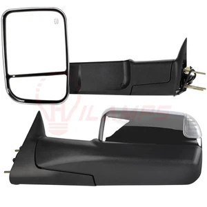 For 1998-01 Dodge Ram 1500 2500 3500 Turn Signal Power Heated Chrome Tow Mirrors - Picture 1 of 11