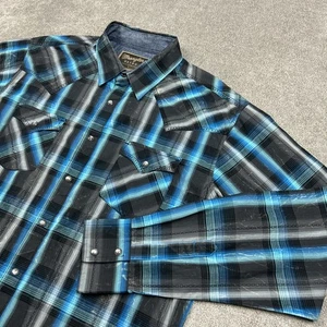 Wrangler Retro Premium Shirt Mens Large Plaid Paisley Pearl Snap Western Cowboy - Picture 1 of 9