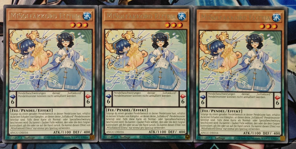 Yu-Gi-Oh 3x MiSolfakkord Eliteia ANGU-DE016 - Rare - Playset - 1. Auflage - Bild 1 von 1