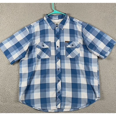 ORVIS XXL Blue White Plaid Short Sleeve Button Down Shirt Dual Chest Pockets - Image 1 of 4