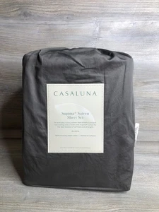 Casaluna Queen Size Supima Sateen Sheet Set Metal Gray - Picture 1 of 3