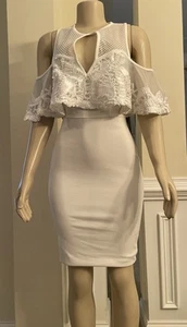 Fashion Nova Lace Me Up Midi Dress White M - Picture 1 of 2