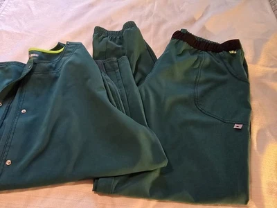 Womens Sz XL Scrubstar Scrub Pants Joggers L/S Shirt Set Green Euc - Image 1 of 4