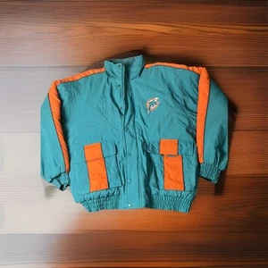 Vintage NFL Dolphin Attire Uomo Tg-XL Con Felpa Con Cappuccio 1996 Logo Atletico - Foto 1 di 10