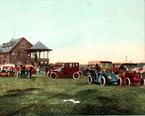 Club House At Saratoga Race Track Postcard Automobiles NY - Picture 1 of 3