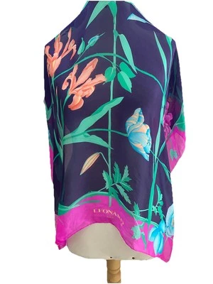 S38# Leonard bufanda de gasa de seda multicolor 34 pulgadas Foto 1 de 4