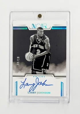 MINT #/10 AUTO PLATINUM HOLO 2024-25 Noir LARRY JOHNSON Black And White KNICKS  - Image 1 of 2