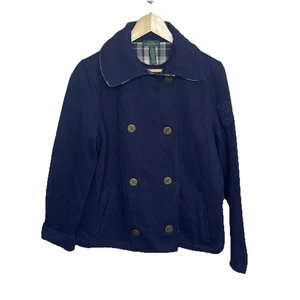 LRL Lauren Jeans Co. Cárdigan Suéter L Azul Marino Náutico Botón Borde a Cuadros - Imagen 1 de 7
