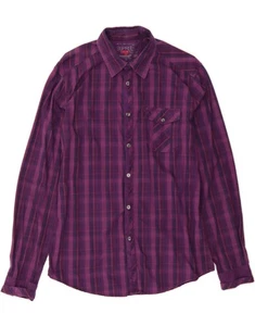 ESPRIT Mens Urban Fit Shirt Medium Purple Check Cotton BA14 - Picture 1 of 4