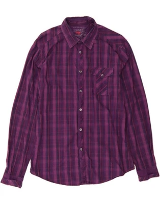 ESPRIT Mens Urban Fit Shirt Medium Purple Check Cotton BA14 - Image 1 of 4