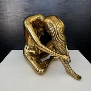 Itzik Ben Shalom attributed Bronze Nude Woman Figure Sculpture MCM Yoga Brass - Picture 1 of 20