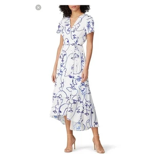Hutch Printed Rosa Dress Short Sleeve Surplice V-Neck Tie-Waist Hi-Lo Dress 2X - Picture 1 of 11