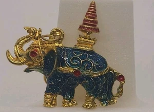 New Blue Enamel Crown Elephant Crystal Pendant Fashion Women Chain Key - Picture 1 of 3
