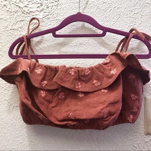 4si3nna embroidered crop top size large adjustable tie straps - Picture 1 of 5