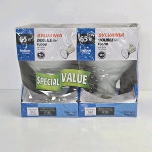 2 SYLVANIA Double Life 65 Watt Indoor Flood Light Bulbs, BR40, 510 Lumen NEW - Picture 1 of 5