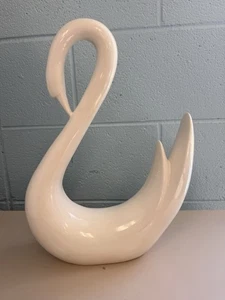 Vintage Mid-Century Modern Pottery Swan Figurine – Matte Cream White - Picture 1 of 6