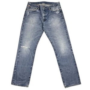 Denim Supply Ralph Lauren Jeans Men 36x34 Blue Distressed Straight Whisker Fade - Picture 1 of 14