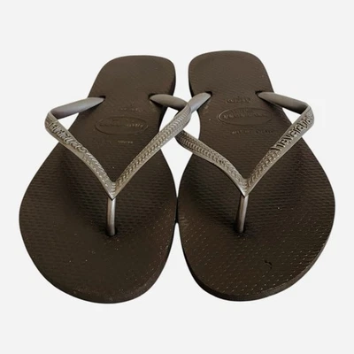 Chanclas Havaianas marrón oscuro unisex informales sandalias de playa talla 7/8 unisex Foto 1 de 4
