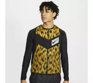 Nike AeroLayer Wild Run Vest CU6058 010 Black/Light Orange-Silver New Men's Sz L - Picture 1 of 12