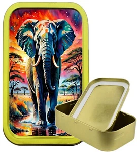 Colourful Elephant 1oz Gold Tobacco Tin, Storage Tin, Pill Box, Air Tight Tin, - Picture 1 of 2