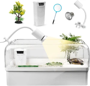 Turtle Tank Habitat Kit, Aquatic Tortoise Starter Enclosure with Hideout, Multi - Picture 1 of 7