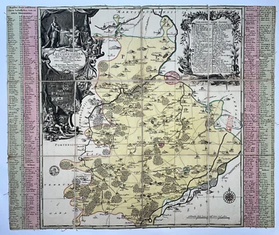 GERMANY SAXONY-ANHALT MATTHAUS SEUTTER 1730 LARGE ANTIQUE FOLDING MAP ON LINEN - Image 1 of 4
