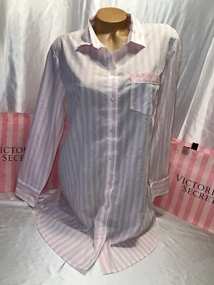 Victorias Secret Sleep Shirt Nightie Cotton/Modal Signature Stripe Medium - Image 1 of 2