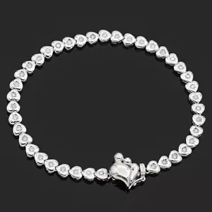 Estate 14K White Gold 0.60 TCW Diamond Mother and Child Tennis Bracelet - Picture 1 of 6