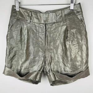 Country Road Size 6 Womens Shorts Metallic Gold Pockets Zipper Linen Mix Party - Picture 1 of 10
