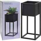 H&S Collection Flower Pot on Stand Metal Black 50cm UK NEW