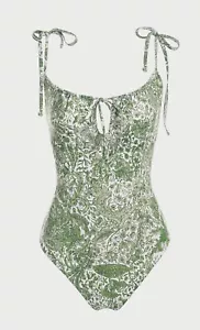 Berlook Green Tie Floral One Piece Swimsuit Women’s Size XS NWT - Picture 1 of 9
