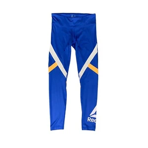 Reebok Leggings Womens M Medium Blue Speedwick Crossfit Logo Fitted Full Length - Picture 1 of 12