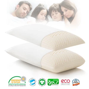 Zoned Active 100% Pure Natural Latex Pillow with Organic Cotton Fabric - Picture 1 of 10