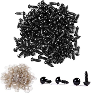 Safety Eyes 260PCS 6Mm Plastic Black Craft Eyes with Washers Teddy Bear Eyes for - Picture 1 of 7