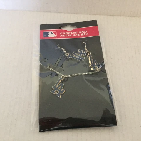 New Official MLB Los Angeles Dodgers Earrings & Necklace Cover