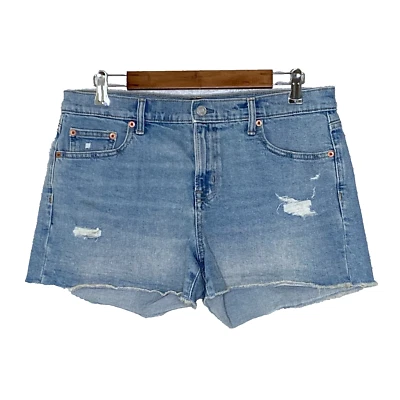 Gap womens distressed cut off shorts size 30 stretch light wash denim mid rise - Image 1 of 4