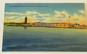 Vintage Postcard ~ FORT CONSTITUTION & PORTSMOUTH HARBOR LIGHT, Unused - Picture 1 of 7
