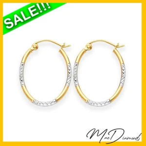 Beautiful Oval Hoop Tube Earrings in Two-tone 14K Gold ON SALE!! - Bild 1 von 4