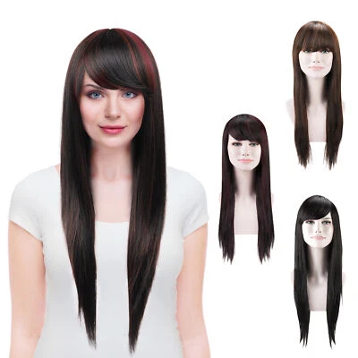 Full Bangs Long Straight Wig Heat Resistant Synthetic Hair Women's Wigs - Image 1 of 4