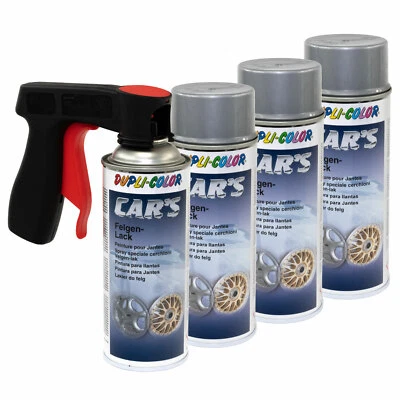 Felgensilber 4 x 400 ml Lack Spray Dupli Color 385919 Silber mit Pistolengriff - Bild 1 von 4