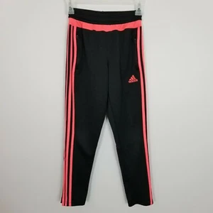 ADIDAS Girl's Embroidered Logo Zip Ankle Activewear Pants ~ Black Pink ~ Small - Picture 1 of 8