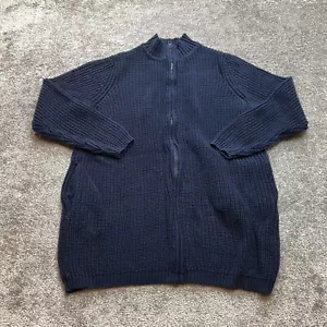 Woman Within Sweater womens Large 18/20 Blue Waffle Knit Full Zip Tunic Pockets - Picture 1 of 11